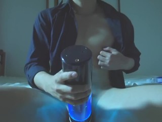 強気な男子が電動オナホに逝かされてしまう。