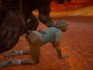 Minotaur fucks archaeologist's ass hard 3D