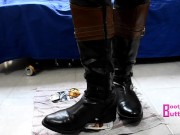 Preview 5 of Crushing beer cans with Riding leather Boots & kicking you POV