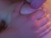 Preview 4 of horny teen moans while licking her own nipple