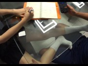 Preview 1 of Footjob with socks while studying - Hot-Fetish