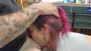 Garage Fun With Gagging Squirting And A Huge Facial