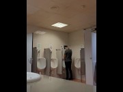 Preview 2 of jerking off in a public toilet at Barcelona airport. almost caught by the cops. very hot risky