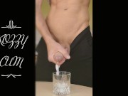 Preview 6 of Jerking a huge cum load in a glass and cum drinking