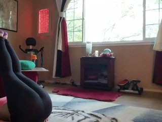 youtuber, shaved, petite, black yoga pants
