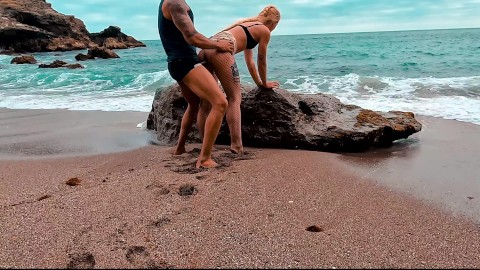 Sex on the Beach! Rolling and Taking cum in pussy