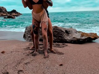 Sex on the Beach! Rolling and Taking Cum inPussy
