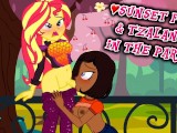 Sunset Shimmer Futa & Tzalanti in the Park Equestria Girls