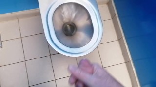 Cumshot in Public Toilet