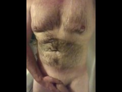 Watch Me Cum And Then Piss On My Hairy Chest & My Tongue While I’m In The Shower