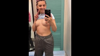 In A Shopping Mall I'm Flashing My Tits