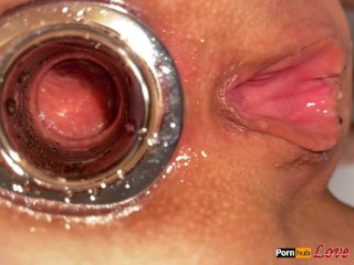 He Pissing in the Ass MILF, Very Close Inside theAss