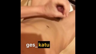 Slender Japanese man ejaculates with handjob masturbation
