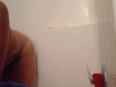 Shower spanking teen cums hard