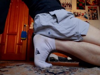 Asmr Footjob Show i Hvide Adidas Sportsstrømper