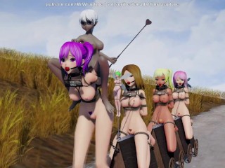 Montar El Tren De Caballos De Madera (Yuri Bondage Sex) - MMD 3D