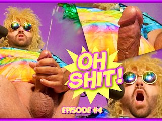 hippy cumshot, moaning and cumming, tie dye, microphone