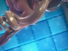 Tsunade is facked in the pool by a twintails sexy futa girl