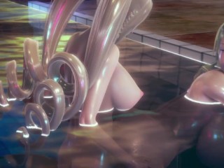 Tsunade is Facked in the Pool by a Twintails Sexy Futa Girl