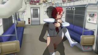 3D HENTAI Schoolgirl can't stop fucking big cock on the train