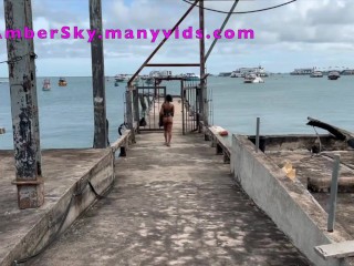 AMBER SKY NAKED WHILE MASTURBATING ON PUBLIC SUNDECK AND AT PIER BEFORE CATCHING FERRY TO THE ISLAND