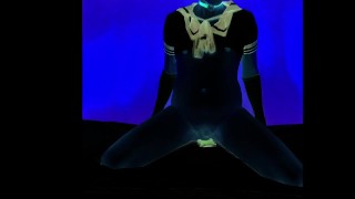 Black light sissy play with dildo