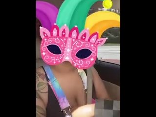 vertical video, ebony tits, big titties, driving