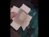 More cum / more fun \ huge load on paper box ( hairy cock man