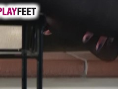 A super sexy snow white in black pantyhose keeps touching the apple with her feet, making you harder