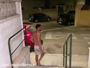 Preview 4 of Perfect abs man walks naked around neighborhood at night