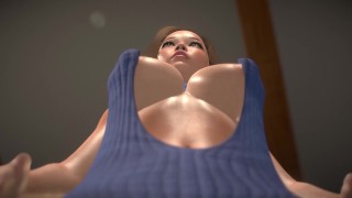 Little Girl Grows Taller And Becomes A Mini-Giantess With Enormous Breasts In Front Of Her Big Dick Futa Girlfriend