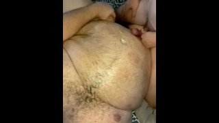 Big 400 pound bear getting his belly rubbed with oil by his boy. Longer video uploaded to OF