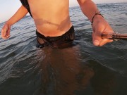 Preview 3 of Bathers enjoy looking at my cock in transparent boxers on a paradise beach