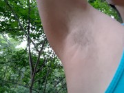 Preview 3 of Armpit Fetish, Hairy Armpits, Hairy Pussy, Naked Outside, BIG TITS, Sweaty Armpits, Outdoor Squirt