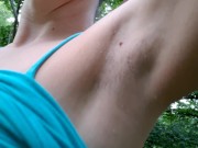 Preview 4 of Armpit Fetish, Hairy Armpits, Hairy Pussy, Naked Outside, BIG TITS, Sweaty Armpits, Outdoor Squirt