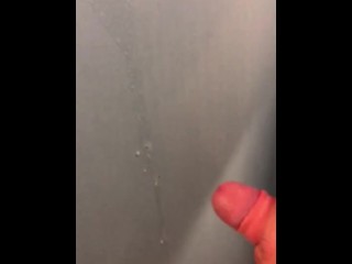 Huge Cum Load on Public Shower Wall - JoeJamesX