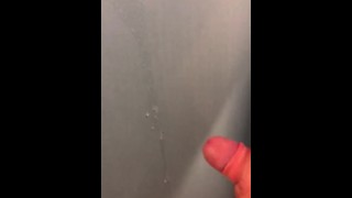 Huge cum load on public shower wall - JoeJamesX