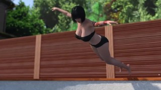 Girl House - Part 24 Vanessa JUMP in POOL and lose SwimPOOL