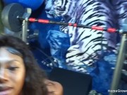 Preview 2 of Busty ebony babe sucking and fucking a white cock