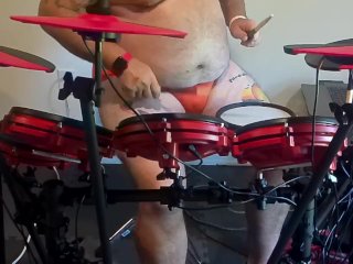 amateur, chubby, fat, drumming