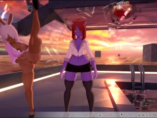 горячий клей [PornPlay Hentai Game] Ep.4 лесбиянка девушка-кошка трахается ножницами