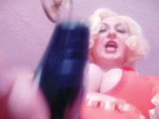 Preview 4 of Selfie video - FemDom POV - Strap-on Fuck - Rude Dirty Talk from Latex Rubber Hot Blonde Mistress