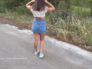 Risky Public Sex with a Fan OMW to work.. Walked with the sperm on my denim skirt