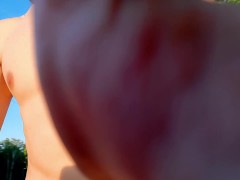 hot sex tourist beautifully masturbates and cums on tree 