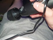 Preview 1 of Vibrating my bell end with pre-cum and cumshot