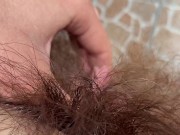 Preview 4 of Big clit Hairy pussy Extreme closeup pov
