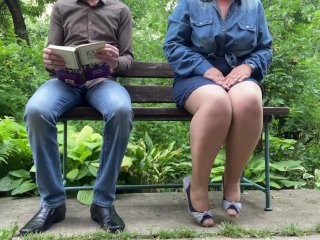 Amazing white ass in pantyhose pissing outside next to me