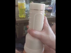 Stroking my cock with my fleshlight while thinking about your sweet, wet little cunt