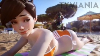 Tracer Slapping Her Behind On The Beach