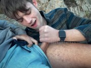 Preview 4 of Hung Hiker Lets me Deepthroat His Huge Cock On the Trail